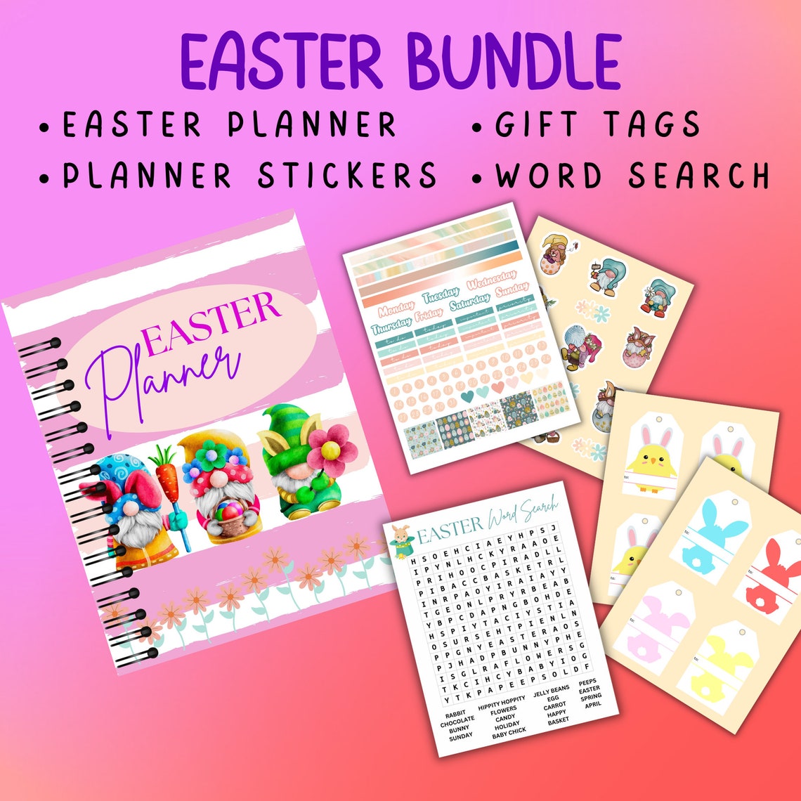 Easter Planner, Printable Spring Planner Digital Download Easter Bunny ...
