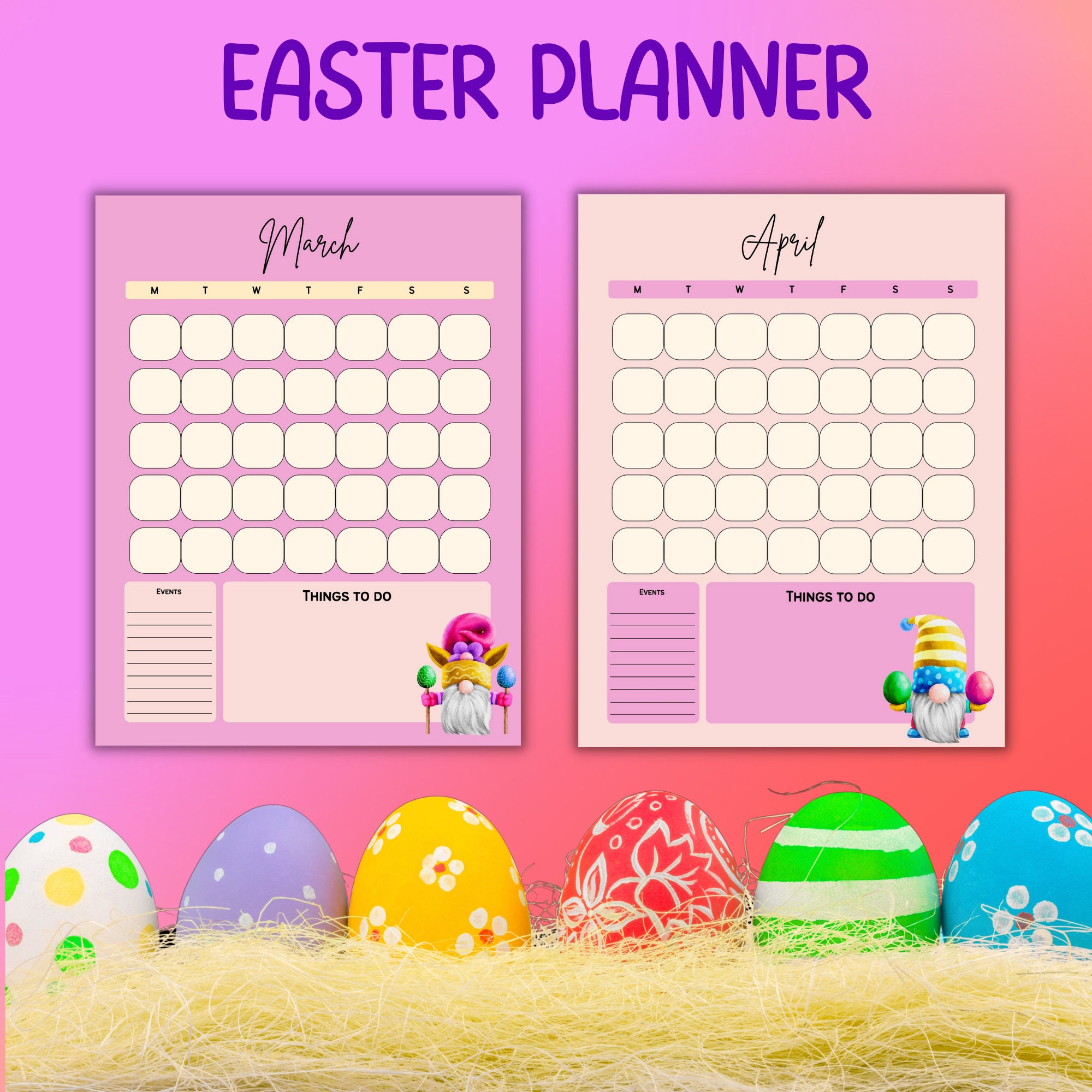 Easter Planner, Printable Spring Planner Digital Download Easter Bunny ...