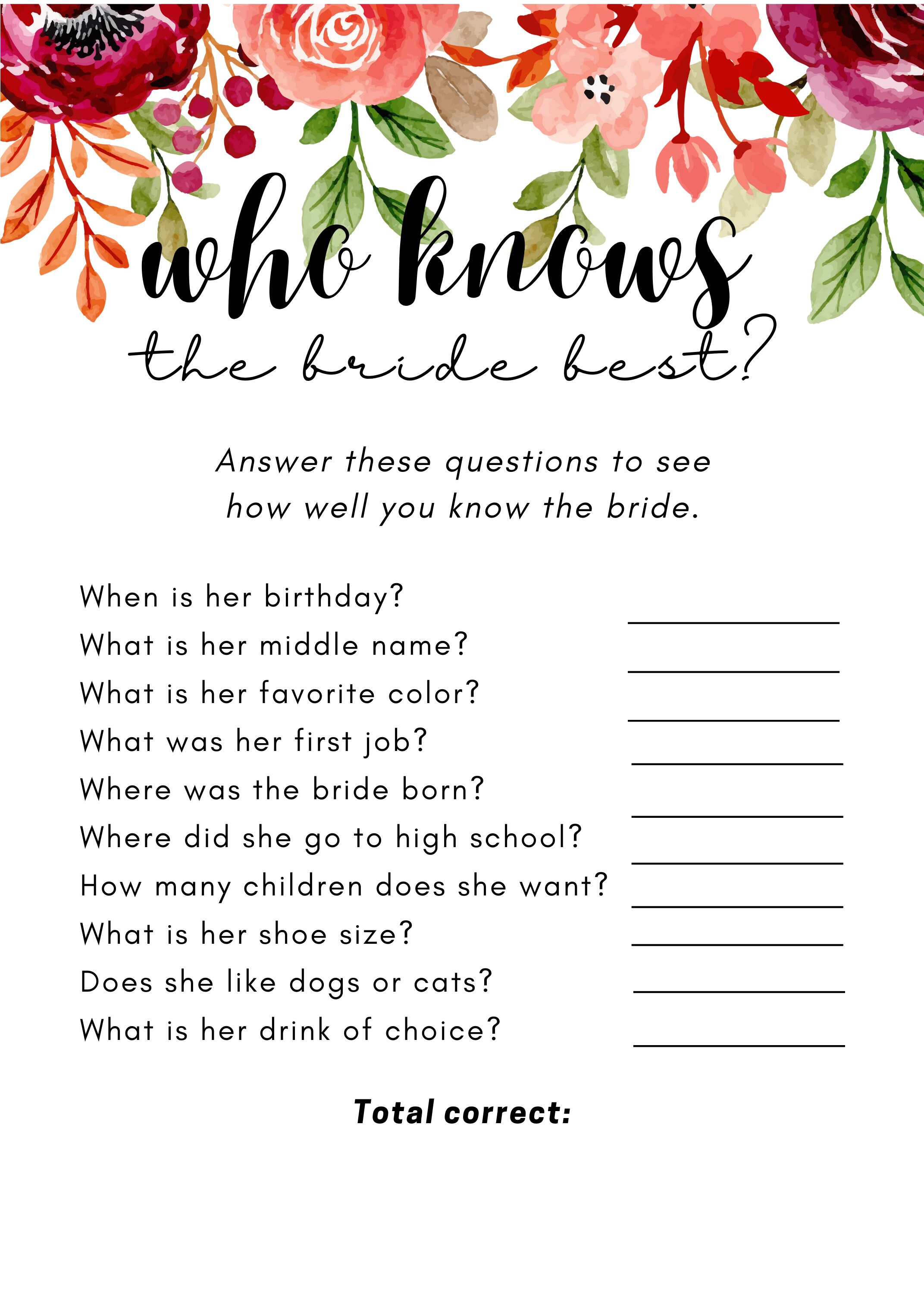 Bridal Printable Shower Games - Etsy