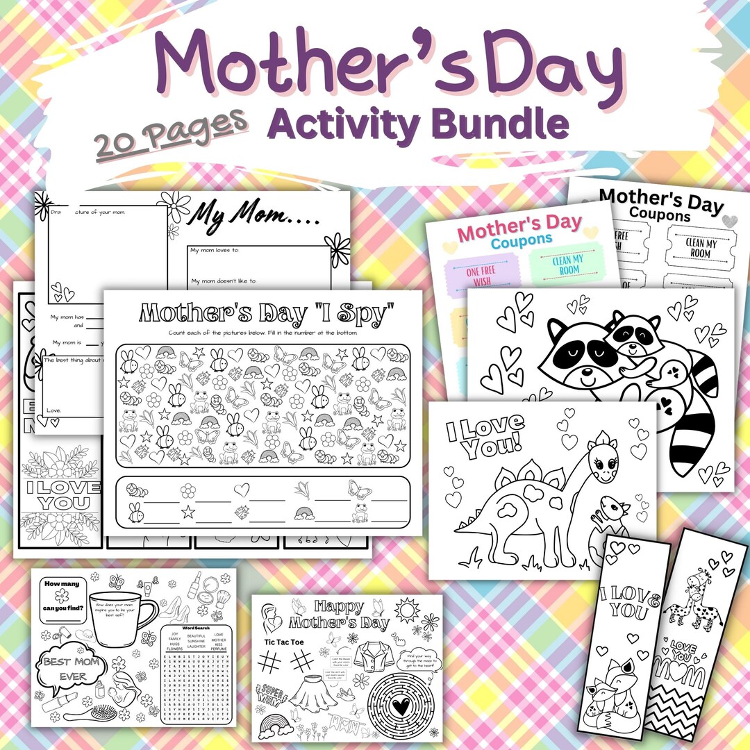 Printable Mother's Day Game Bundle, Printable Mothers Day Game for Kids ...