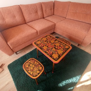 Original Khokloma table set - unique hand painted in Russia