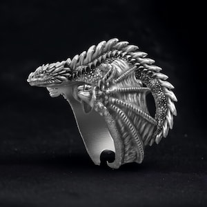 Winged Dragon 925 Sterling Silver Ring: Gothic Fantasy Jewelry For Unisex, Dragons Lovers Gift