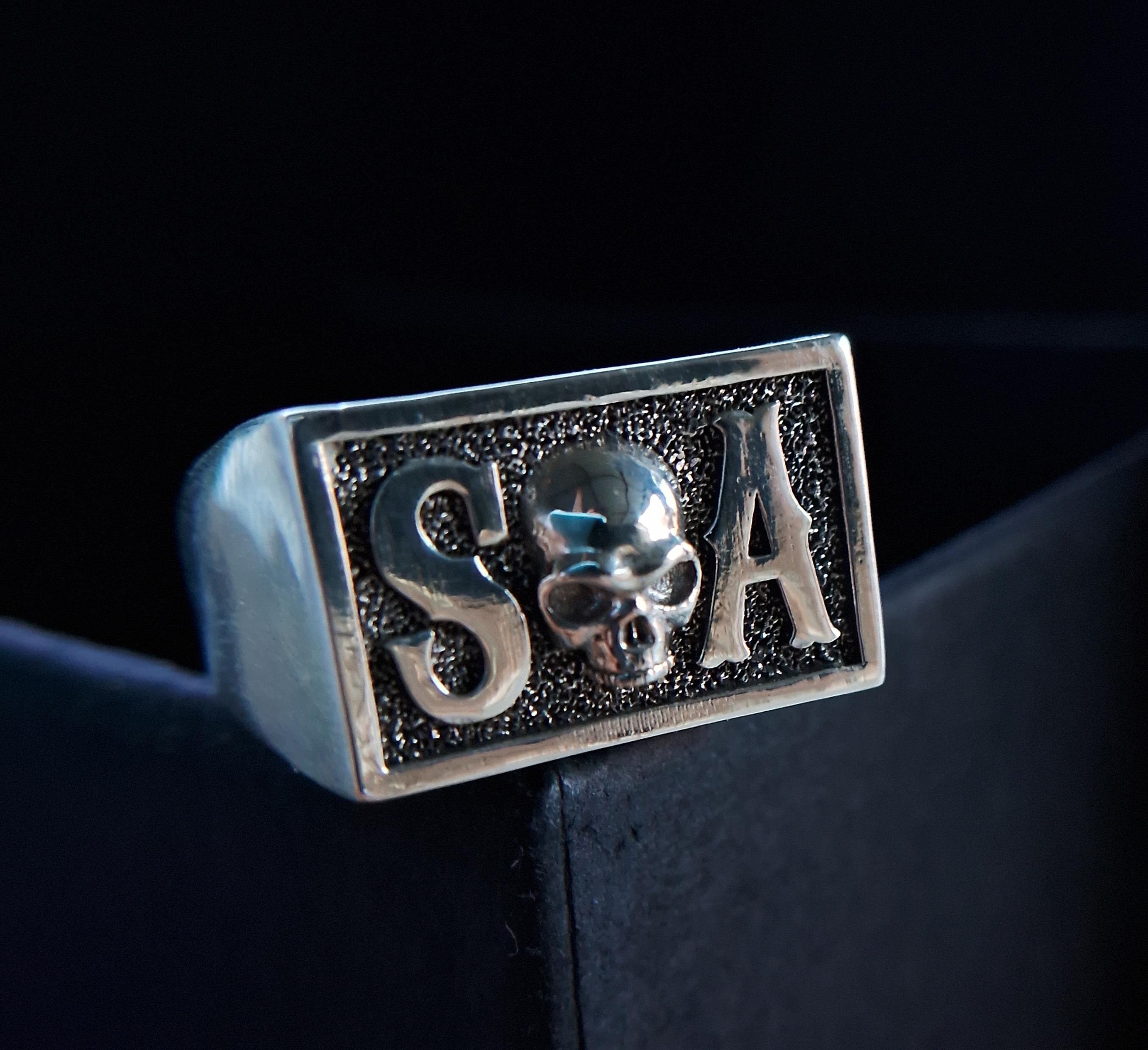 Men's Sons of Anarchy Skull Ring 925 Silver Handmade Man Skull Signet ...