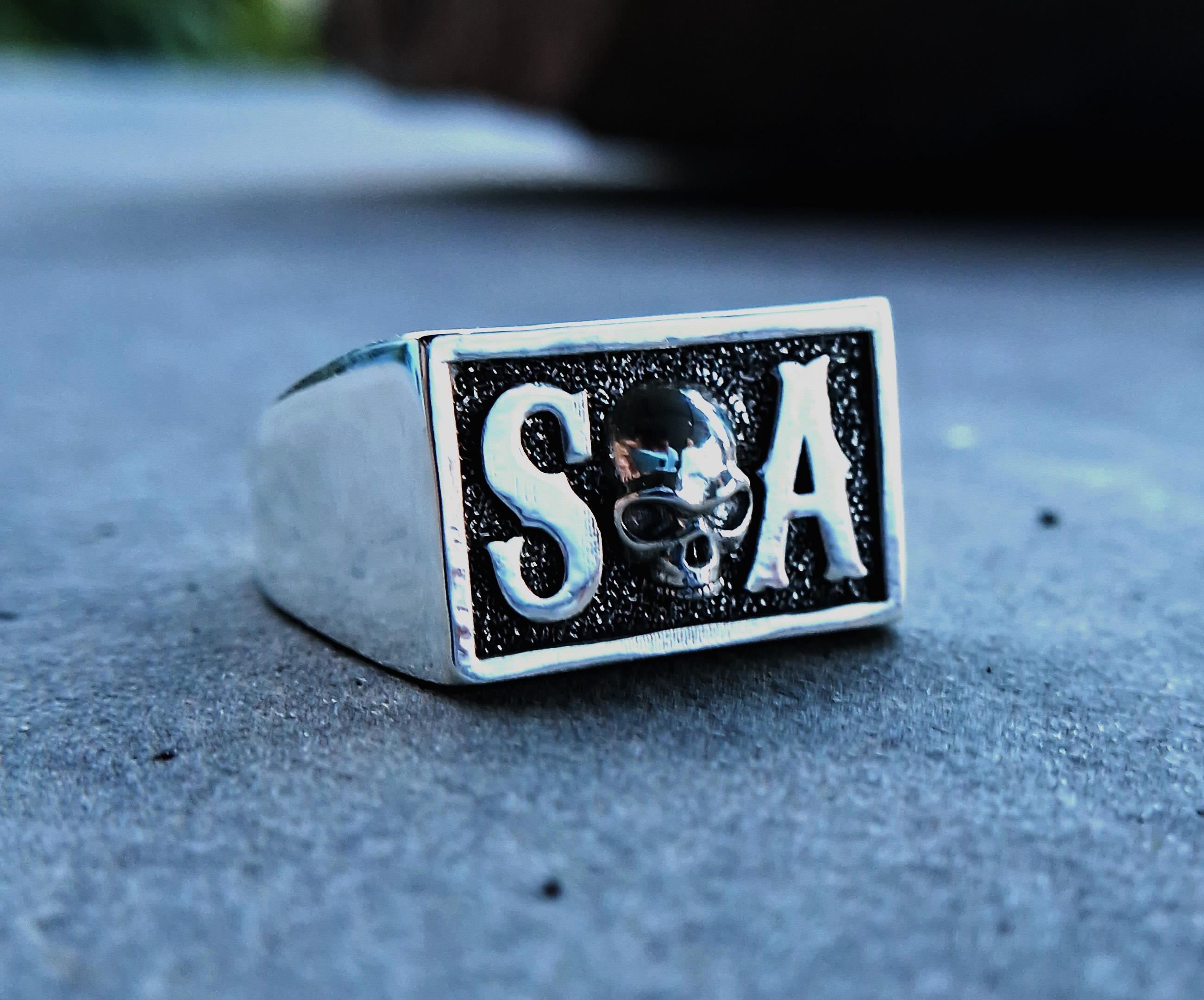 Men's Sons of Anarchy Skull Ring 925 Silver Handmade Man Skull Signet ...