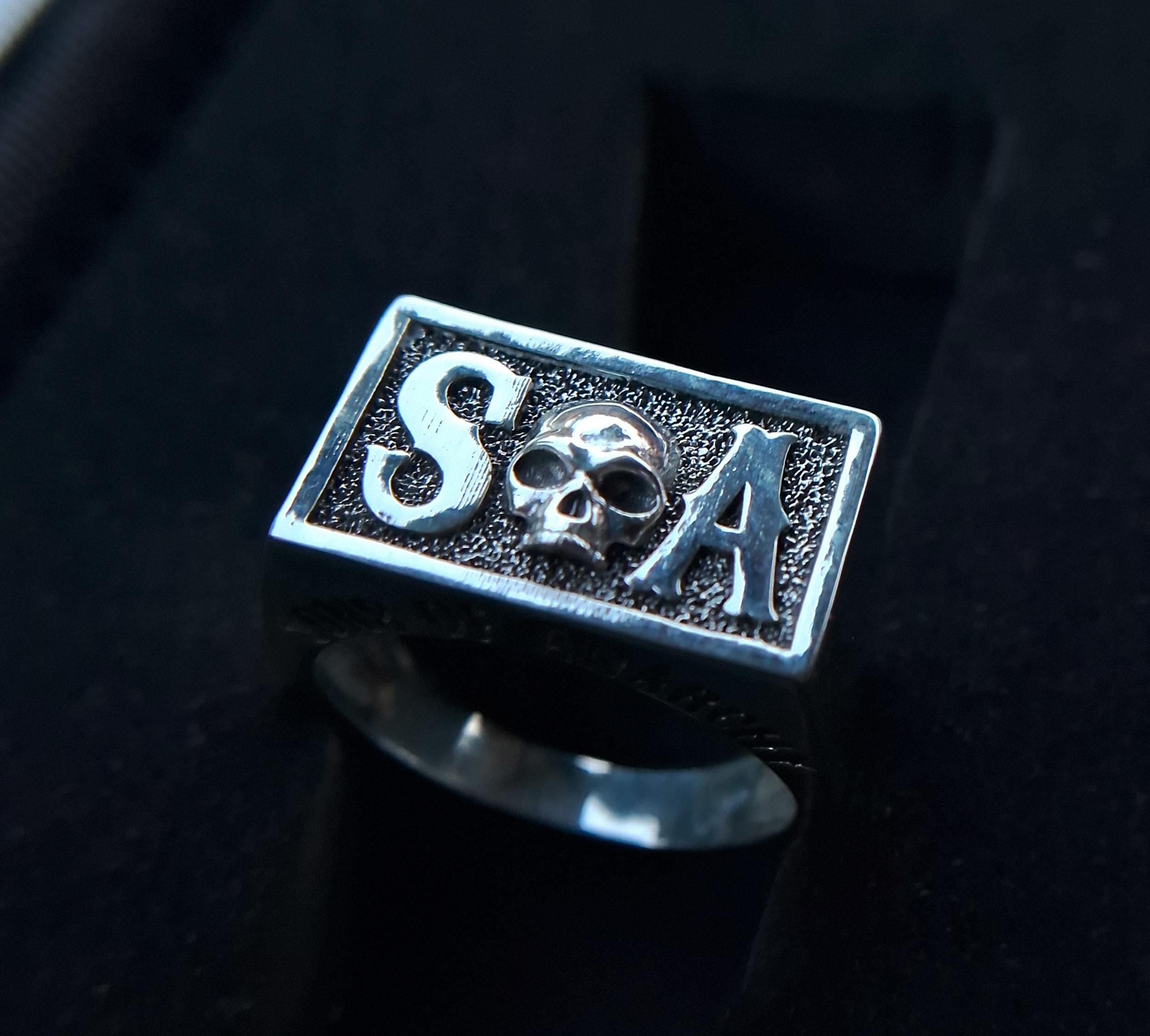 Men's Sons of Anarchy Skull Ring 925 Silver Handmade Man Skull Signet ...