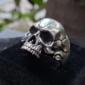 925 Sterling Silver Skull Ring: Gothic Biker Jewelry