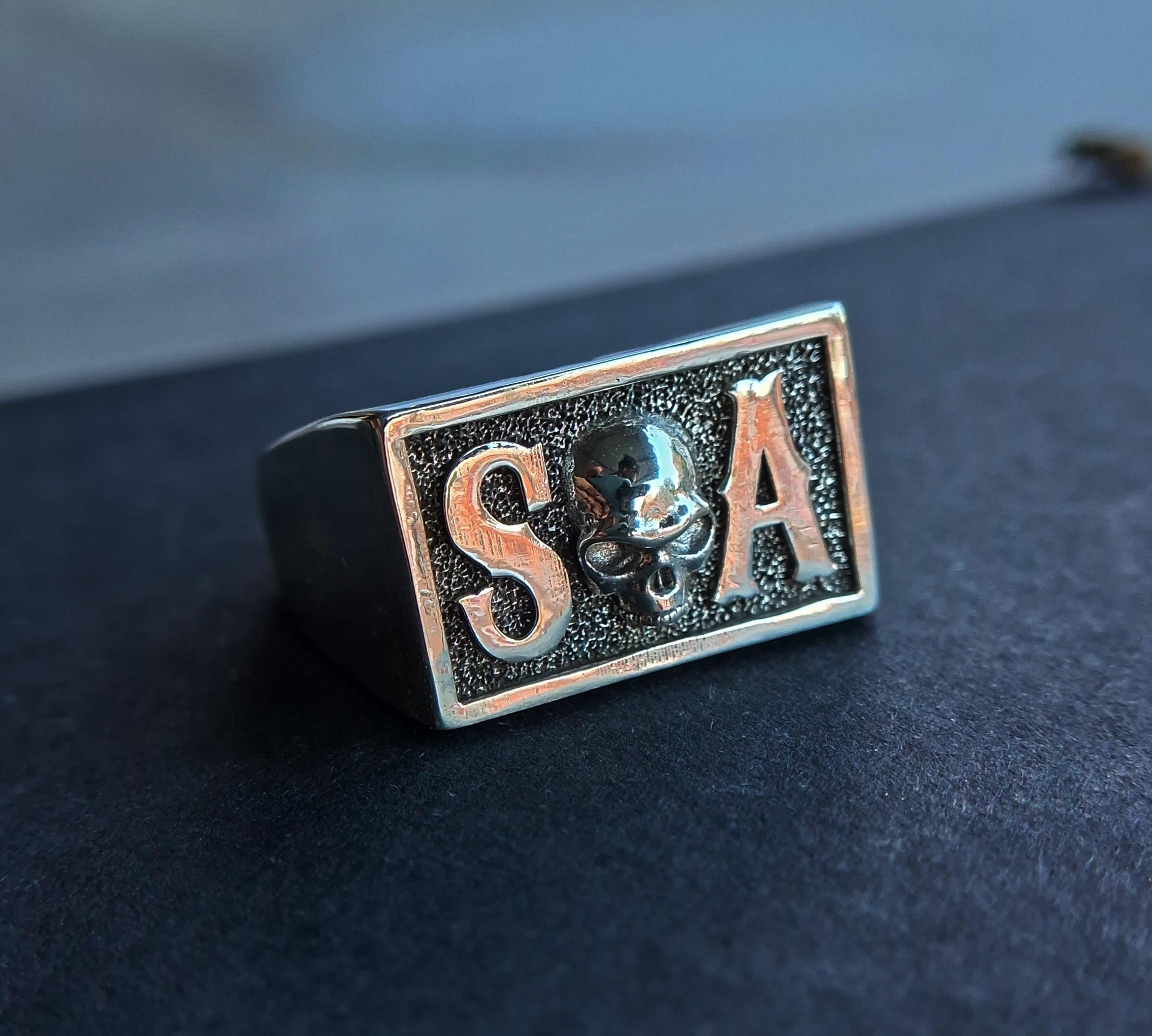 Men's Sons of Anarchy Skull Ring 925 Silver Handmade Man Skull Signet ...