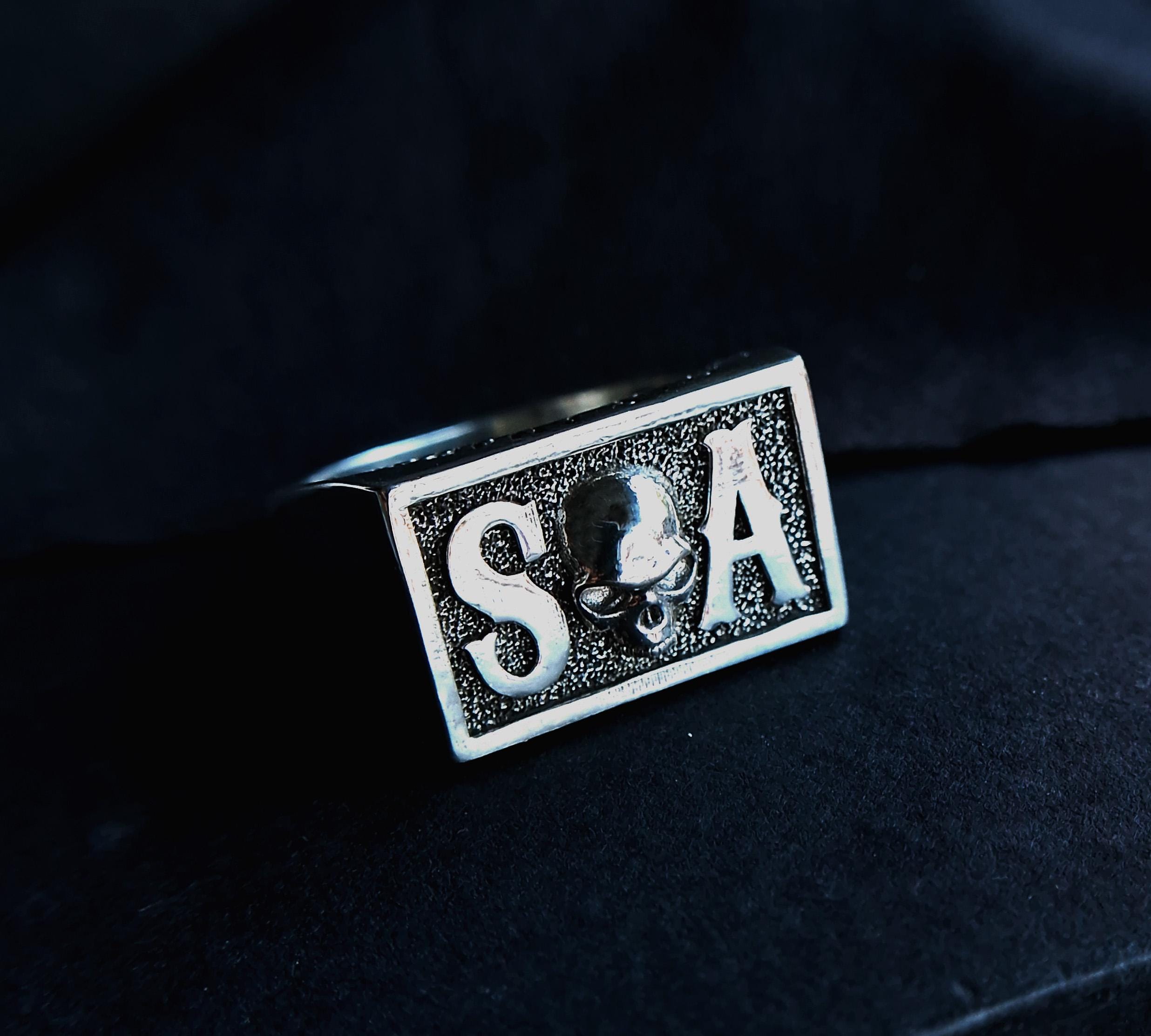 Men's Sons of Anarchy Skull Ring 925 Silver Handmade Man Skull Signet ...