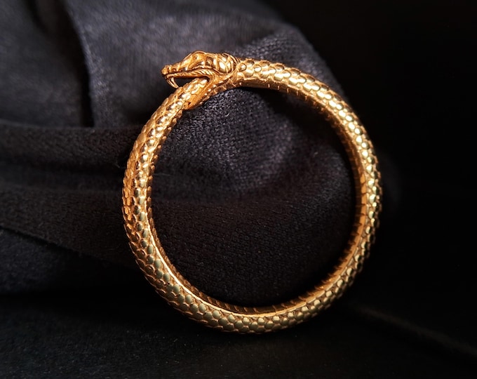 Ouroboros Sterling Silver Snake Ring, Animal Wedding Band