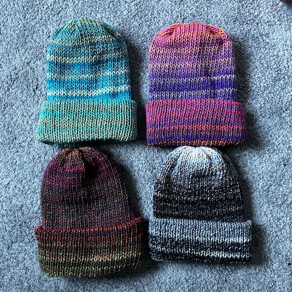 Double Layer Knitted Hat/Multi Colour/Reversible/Knitted Beanie | Handmade | One Size