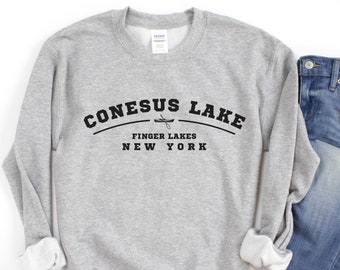 Conesus Lake Crewneck, Conesus Crewneck, Finger Lakes Crewneck, Upstate New York Lakes, Conesus Lake, Conesus Lake Gift, Finger Lakes