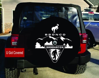 Bronca Ford Bronco, Bronco Sasquatch, US-made Spare TIRE COVER, Comes with a Camera Hole on Outdoor Heavy Duty Marine grade Vinyl