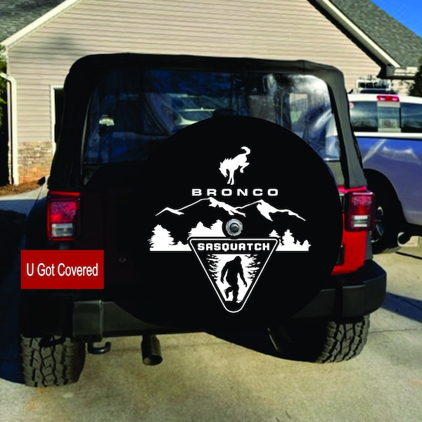Bronca Ford Bronco, Bronco Sasquatch, US-made Spare TIRE COVER, Comes with a Camera Hole on Outdoor Heavy Duty Marine grade Vinyl