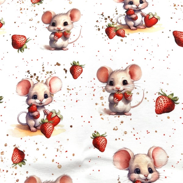 Mouse And Raspberry Fabric Mouse and Strawberry Fabric - Etsy