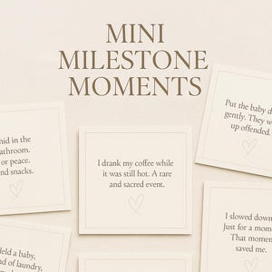 Mini mijlpaalmomenten – 30 afdrukbare mama-citaatkaarten | Grappig + eerlijke nieuwe moederaffirmaties | Digitale download voor moeders | Cadeau kraamcadeau