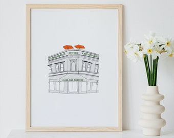 King and Godfree Print, Melbourne Print, Melbourne Restaurant Print, Melbourne Bar Print, Melbourne Wall Art, Melbourne Restaurant Print