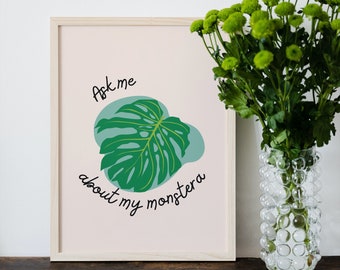 Swiss Cheese Plant Print, Botanical Print, Neutral Print, Monstera Deliciosa, Monstera, Printable Wall Art,Plant Mum Gift,Plant Dad Gift