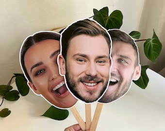 Face on a Stick, Face Cutouts, Big Head Cutouts, Head on a Stick, Hens Decorations, Hens Party Favours, Groom Face Cutouts, Hens Do Decor