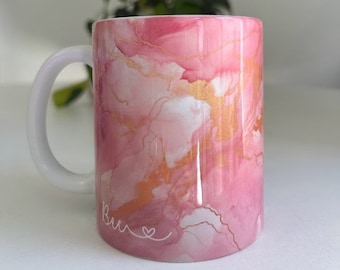 Pink Marble Mug, Blue Marble Mug, Personalised Marble Mug, Mug Gift, Custom Name Cup, Coffee Mug Gift For Her, Mum Gift, Birthday Gift