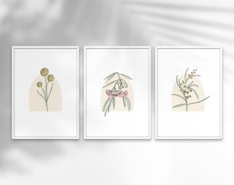 Botanical Print Set, Botanical Prints, Native Prints, Neutral Print, Eucalyptus Prints, Greenery, Wall Art Decor, Printable Wall Art