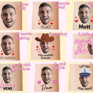 Face Tattoos, Hens Party Tattoos, Bachelorette Party Tattoos, Groom Face Tattoos, Hens Party Face Tattoos, Temporary Tattoos, Custom Tattoos image 2