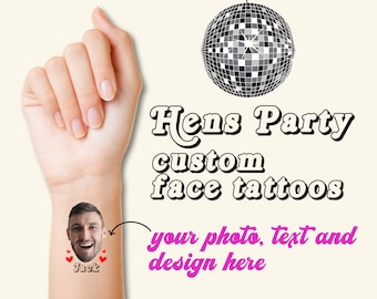 Face Tattoos, Hens Party Tattoos, Bachelorette Party Tattoos, Groom Face Tattoos, Hens Party Face Tattoos, Temporary Tattoos, Custom Tattoos