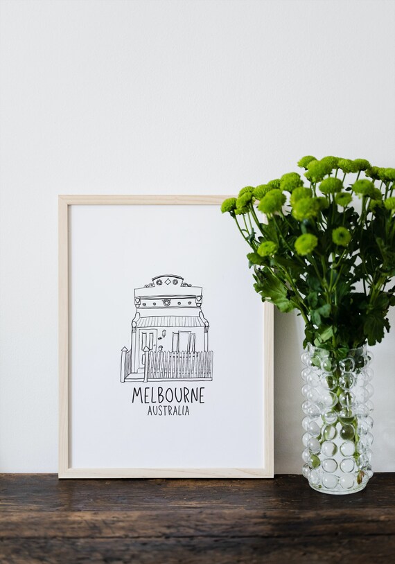 Melbourne Print, Melbourne House Print,  Melbourne Wall Art, Minimalist Wall Art, Melbourne A4 Art, Melbourne A3 Art, Printable Wall Art,