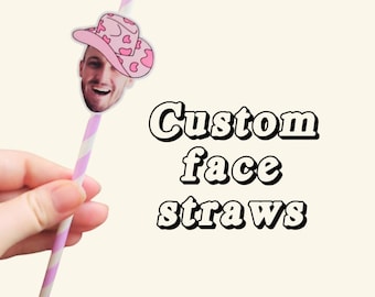 Custom Face Straws, Hens Party Straws, Groom Face, Birthday Straws, Party Straws, Custom Face Decorations
