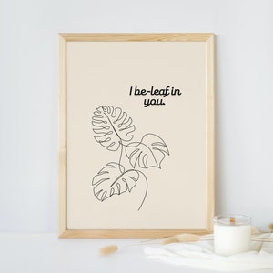 Leaf Pun Wall Art Print, Neutral, Fun, Art Decor, Home Decor, Botanical, Plant Print, Text Print, Printable Wall Décor, Plant Lover Gift