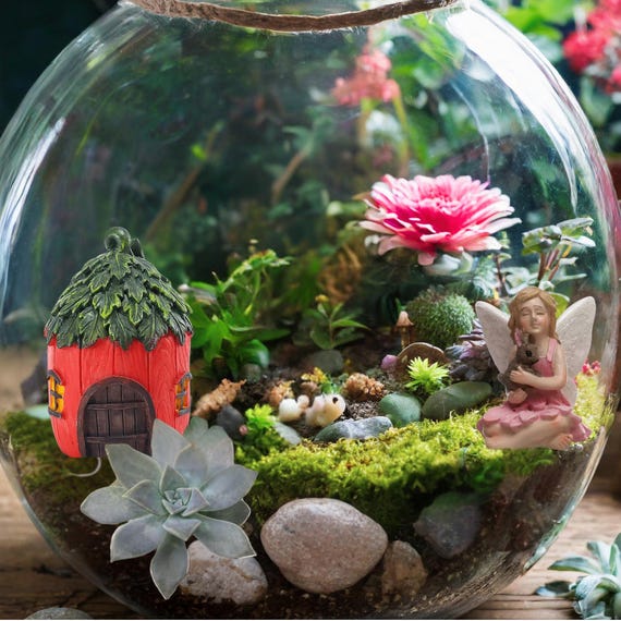 Verzauberter Fairy Garden Terrarium Kit mit Alle Kunstpflanzen - Etsy  Schweiz