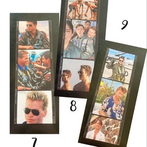 May include: A collage of three film strip-style images featuring scenes from a movie. The images showcase actors in various poses, including close-ups and group shots. The film strips are set against a black background.