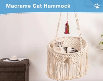 Bohemian Style Handwoven Macrame Cat Hammock