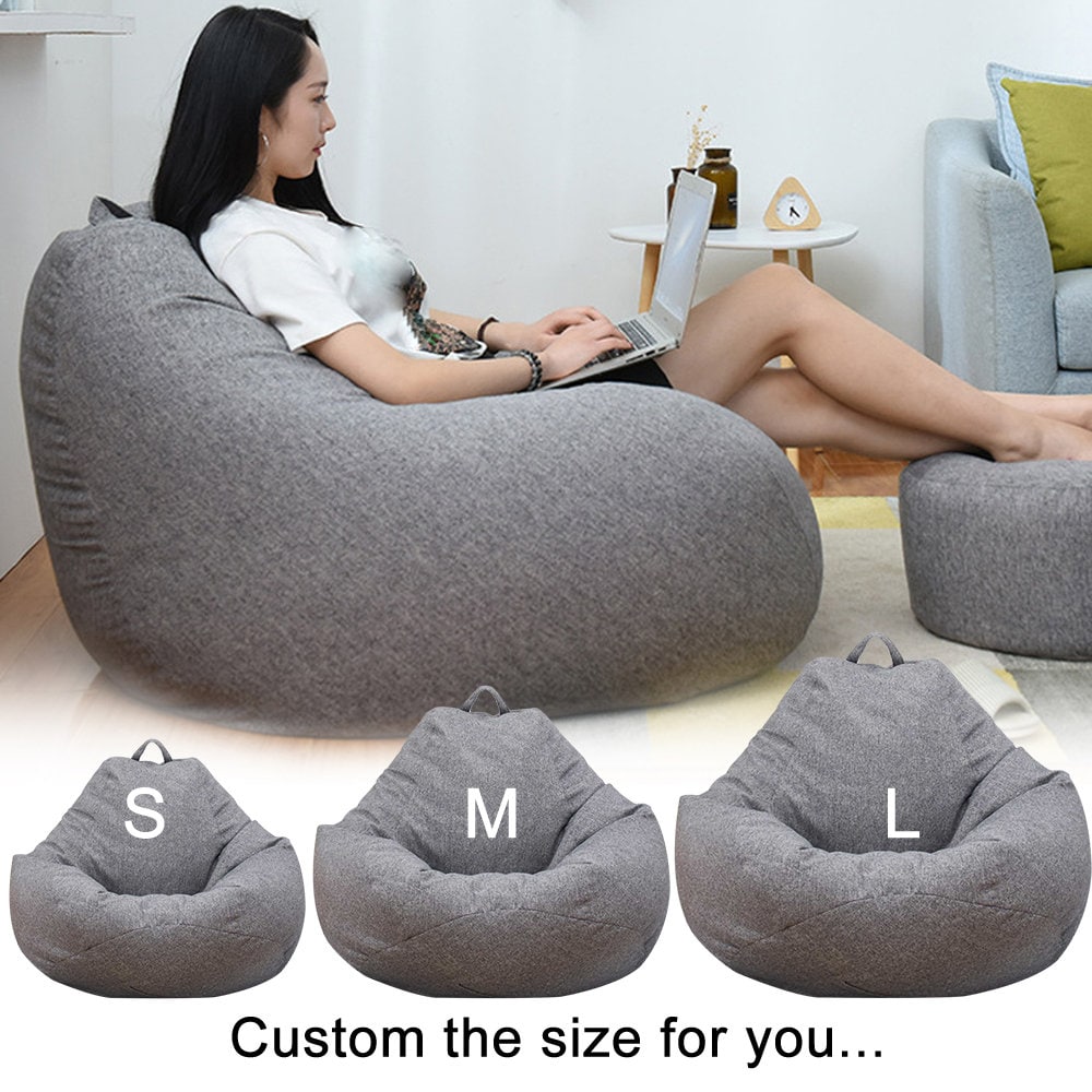 Big Rround Lazy Giant Sofa Cover Soft Fluffy Fur Bean Bag Bed Recliner  Cushion Cover Floor Corner Seat Couch Futon No Filling