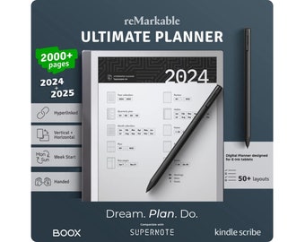 2024+ 2025 reMarkable Planner | reMarkable 2 Templates |  remarkable 2 |  planner | reMarkable planner |