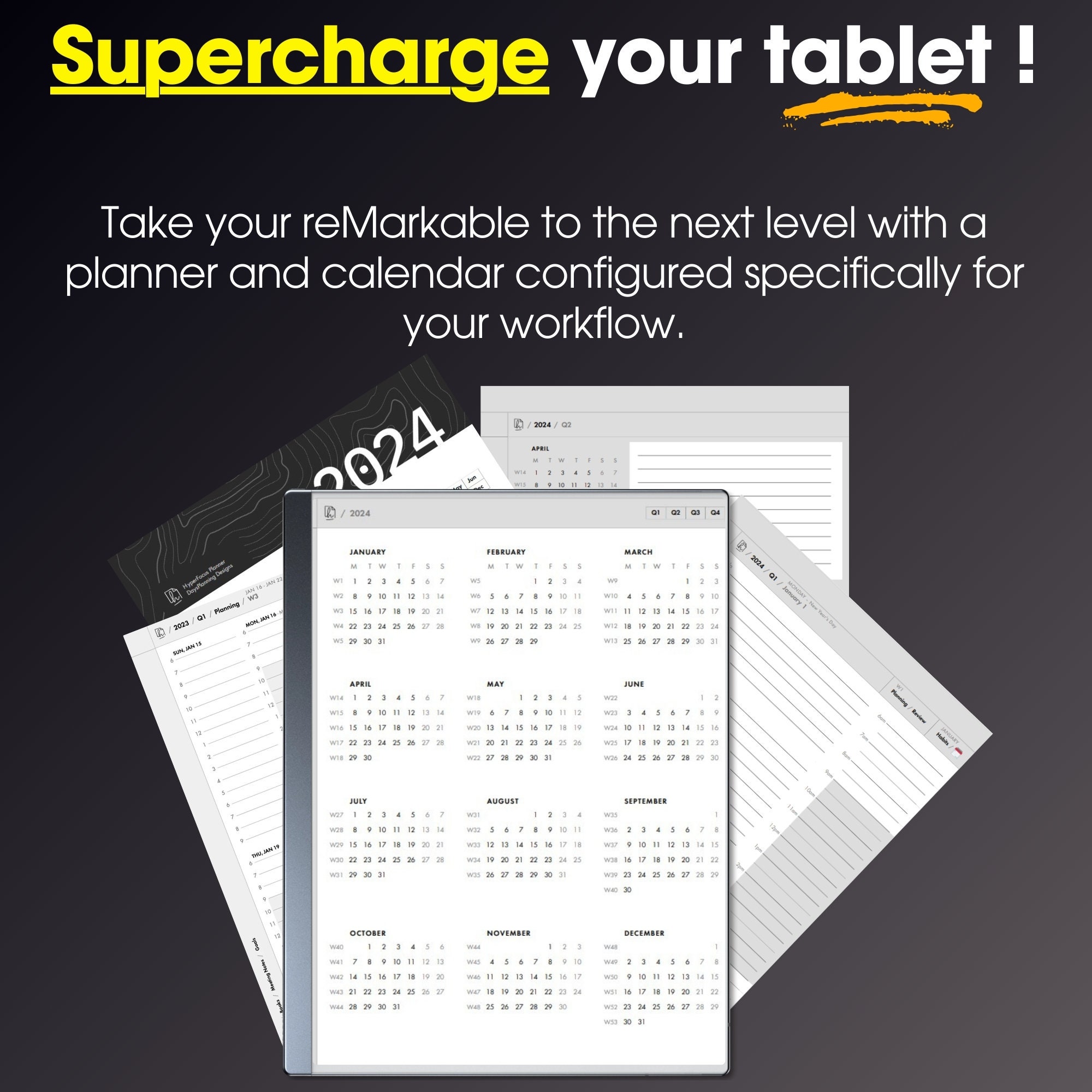 20242025 Remarkable Daily Planner Remarkable 2 Templates Remarkable