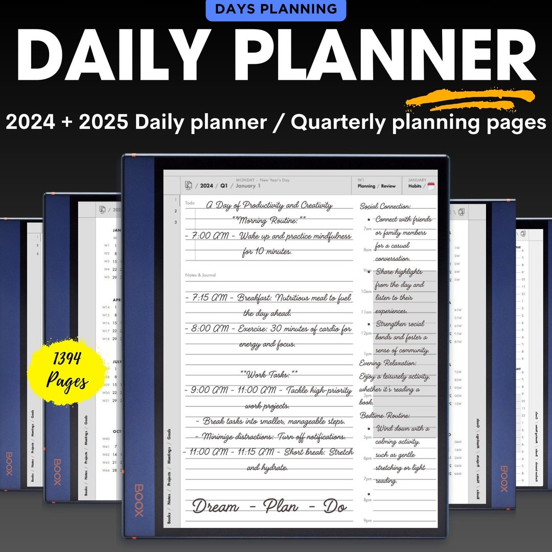 Onyx Boox Daily Planner Bundle 2024 2025 Ultimate Collection Pack, Boox