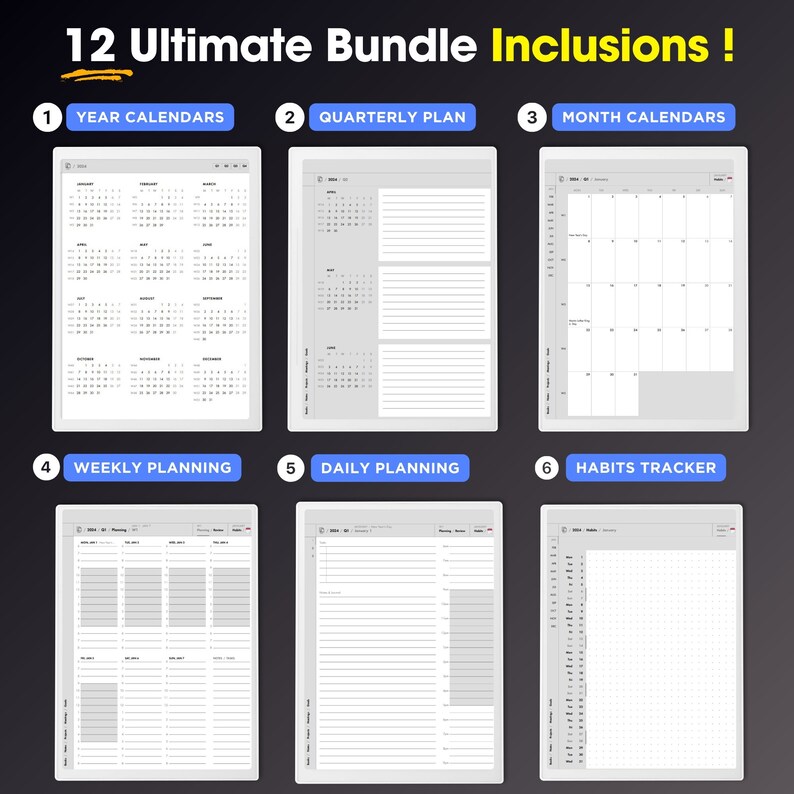 Supernote Daily Planner 20242025, Digital Hyperlinked PDF, Supernote A5X / A6X / A6X2 Templates