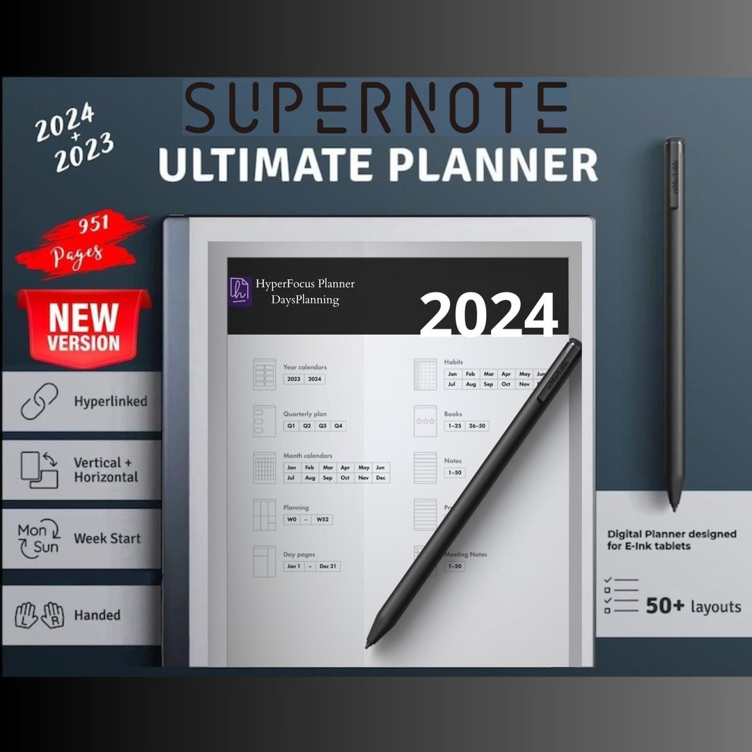 Supernote Ultimate Planner 2023 2024, Digital Hyperlinked PDF