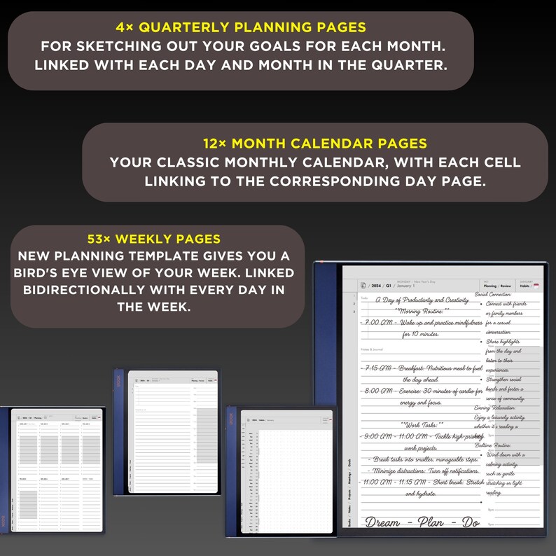 Onyx Boox Daily Planner Bundle 2024 2025 Ultimate Collection Pack, Boox