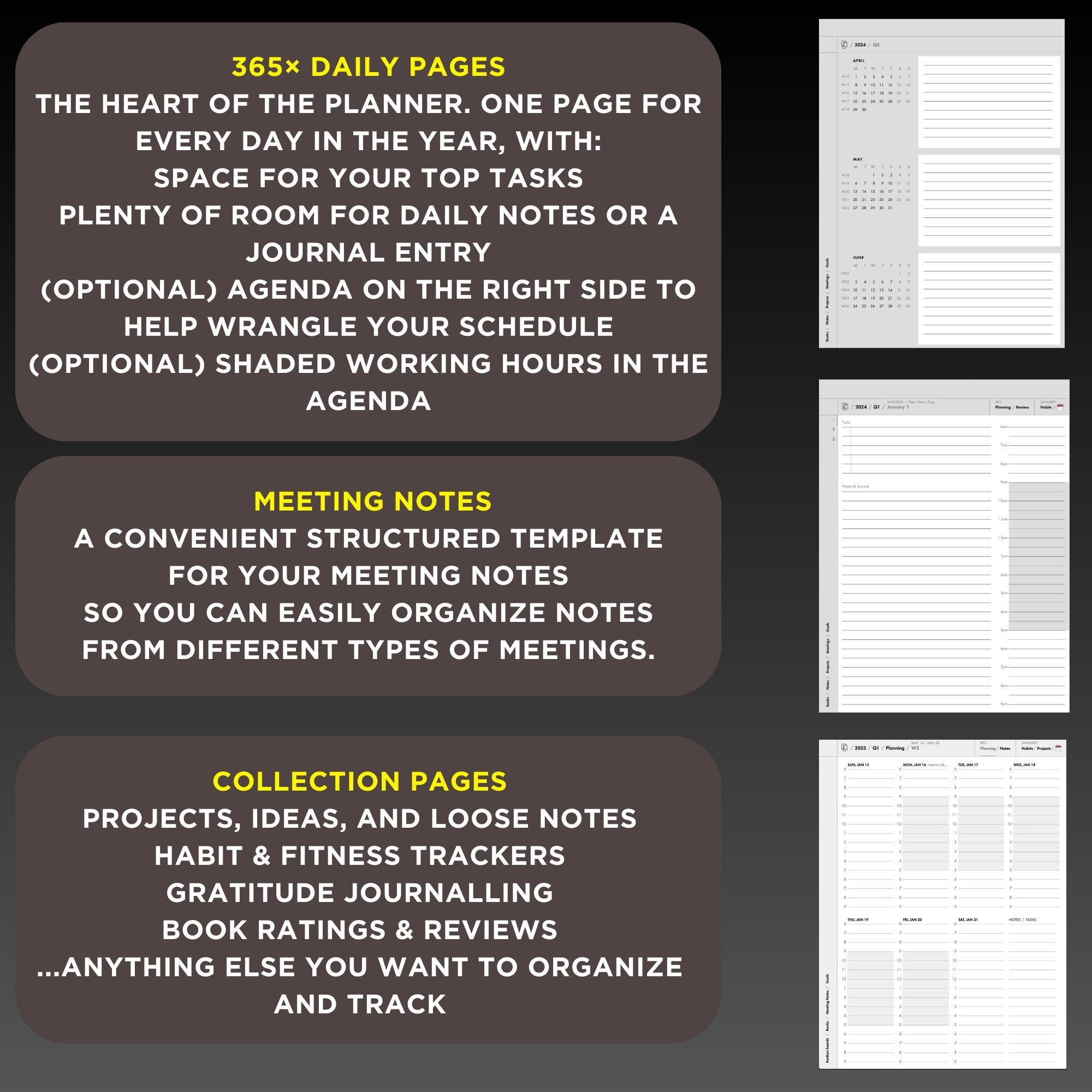 2024 Remarkable Planner,remarkable 2 Templates,daily, Weekly, Monthly