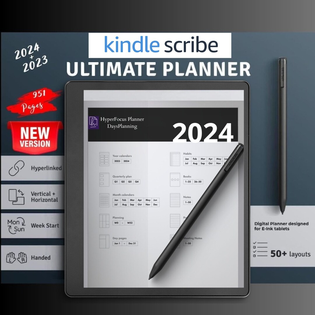 2024 Kindle Scribe Ultimate Planner, Hyperlinked Digital Planner Bundle