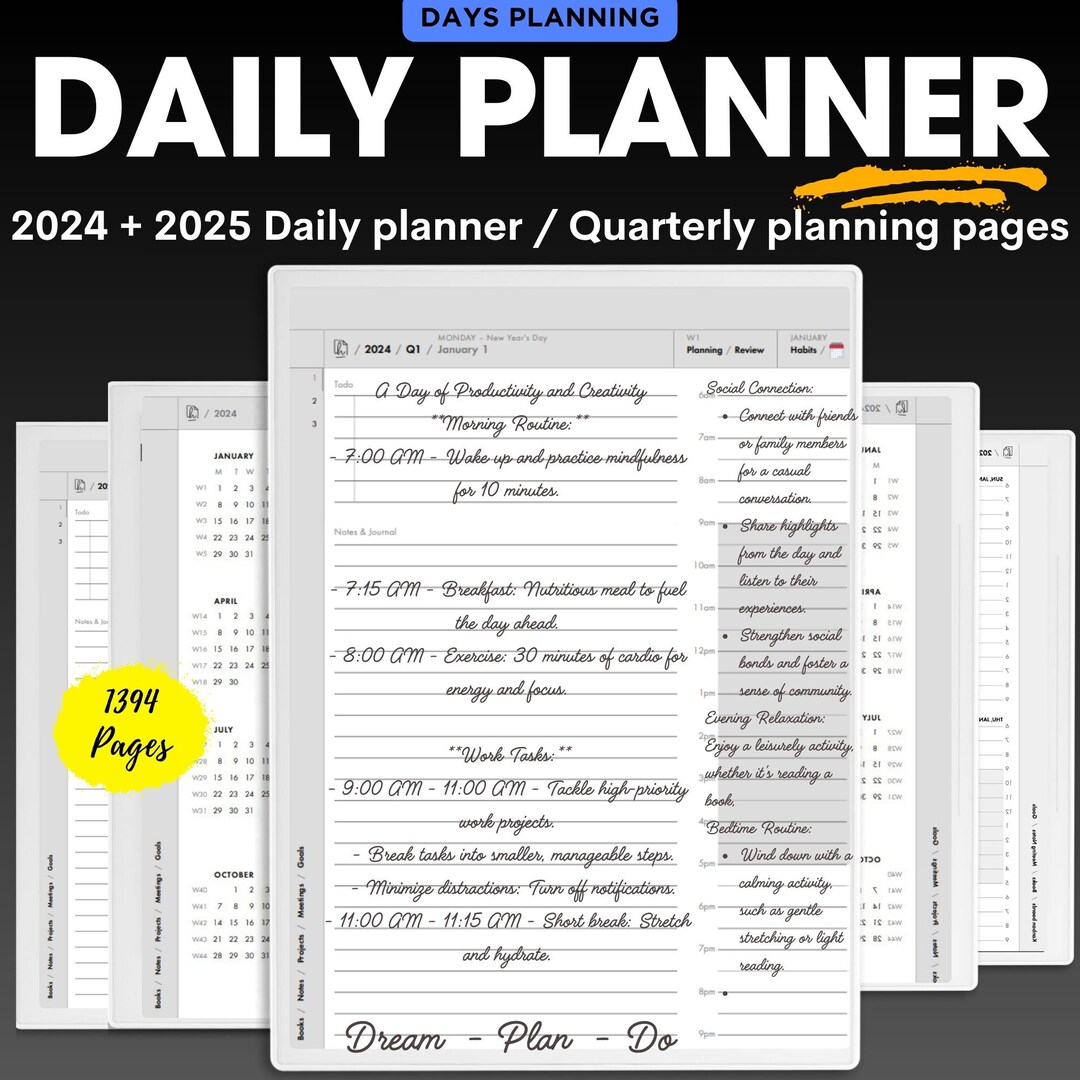 Supernote Daily Planner 20242025, Digital Hyperlinked PDF, Supernote A5X / A6X / A6X2 Templates