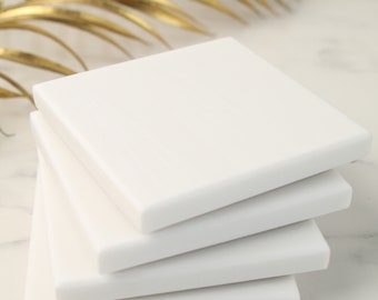 Luxury Square Coasters | Coasters | White, Marble Effect Coasters | 4 colourways | Handmade