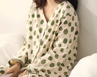 Cotton Pajama Set, Long Sleeved Pyjamas, Unique Gift for Her | Casual & Comfortable Sleepwear, Cotton Pyjamas