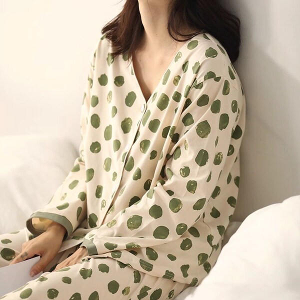 Cotton Pajama Set, Long Sleeved Pyjamas, Unique Gift for Her | Casual & Comfortable Sleepwear, Cotton Pyjamas