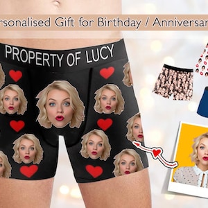 Custom Face Boxers with Name for Anniversary, Personalized Photo Underwear, Picture on Boxer Briefs, Photo Boxers for Dad/Boyfriend/Husband
