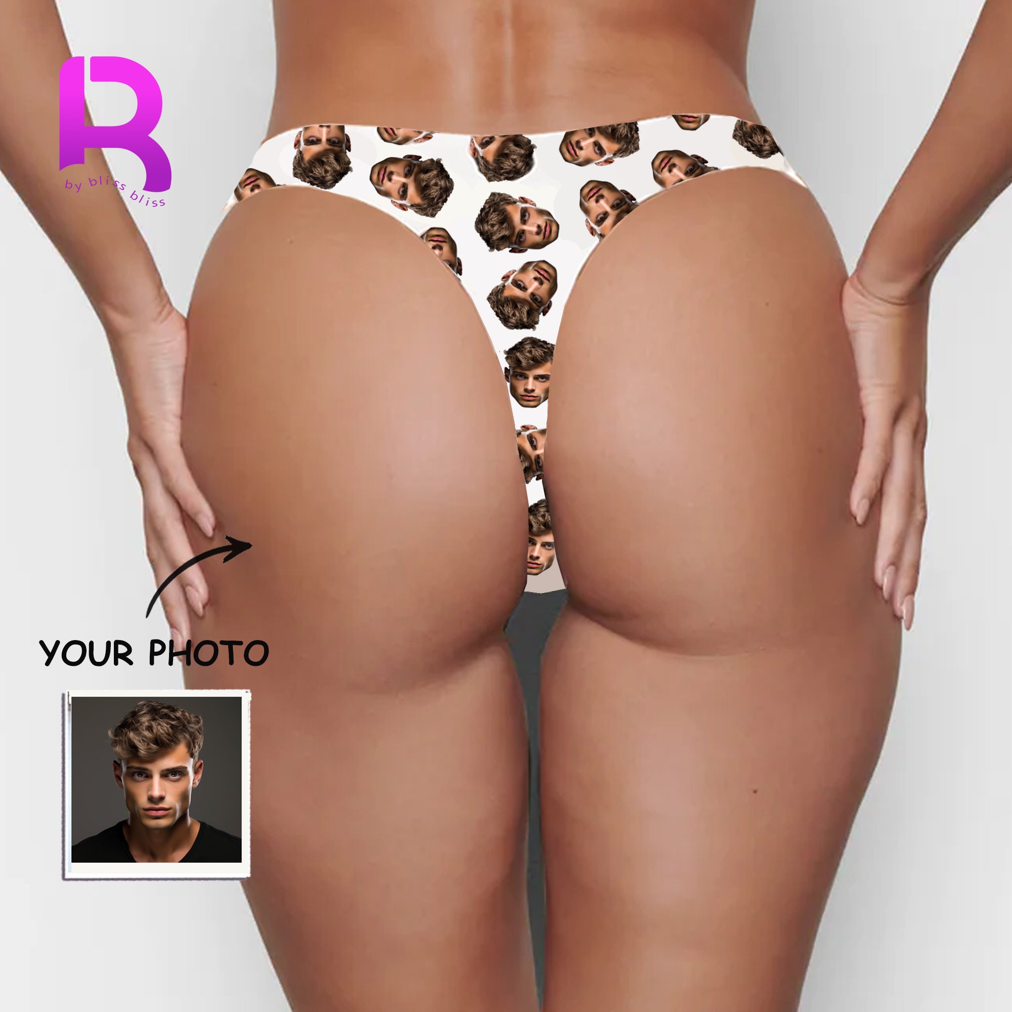 Custom Face Underwear For Her Personalized Charge Black Thongs Panty