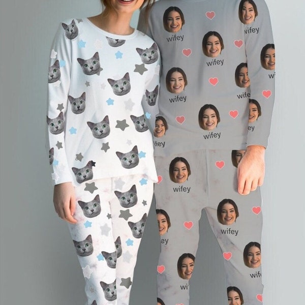 Custom Pet Pajamas Custom Photo Pyjamas Using Pet Photo Human Photo Personalized Pyjamas Dog Pajamas Dog PJs Cat Pajamas for Pet Lover