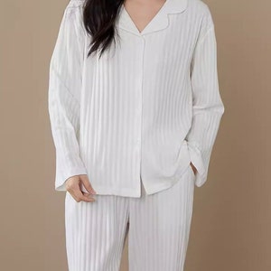 Cotton Pajamas Set, Long Sleeve Pyjamas, Women Pyjamas, Unique Gift for Her, Comfortable Gift For Her, 2 Pockets On The Pants PJs image 7