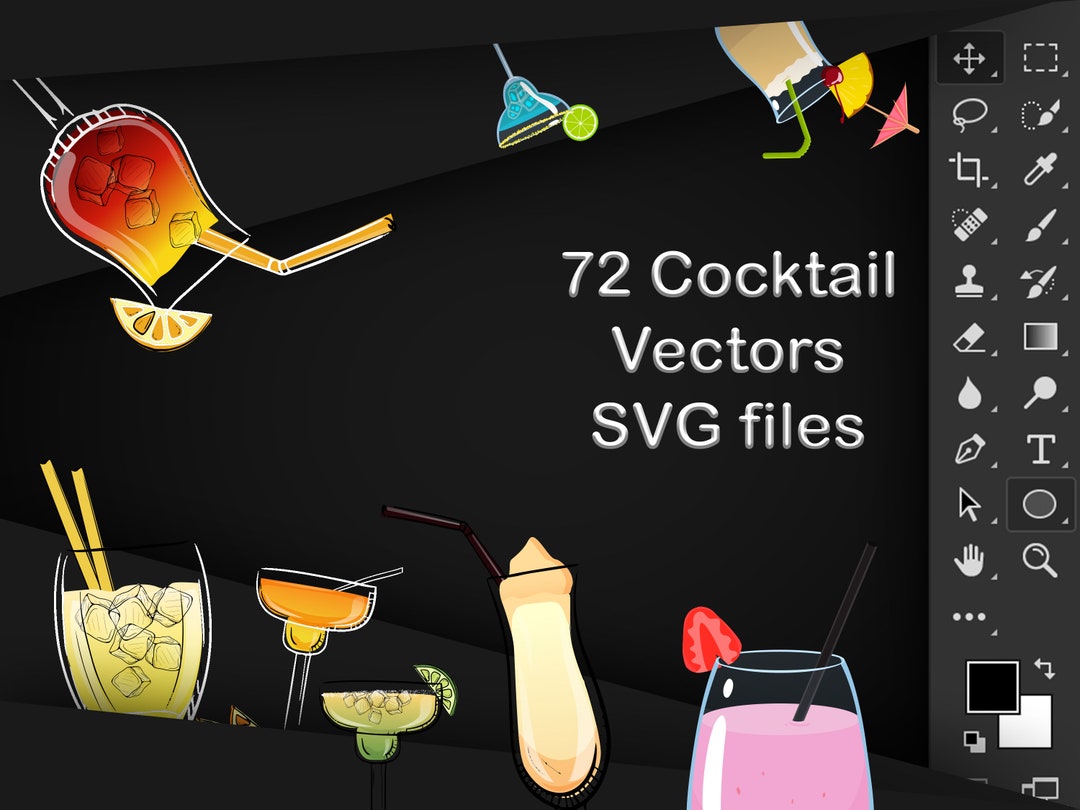72 Cocktail Vectors Set - Hand Lettered SVG & JPG Illustrations for T ...